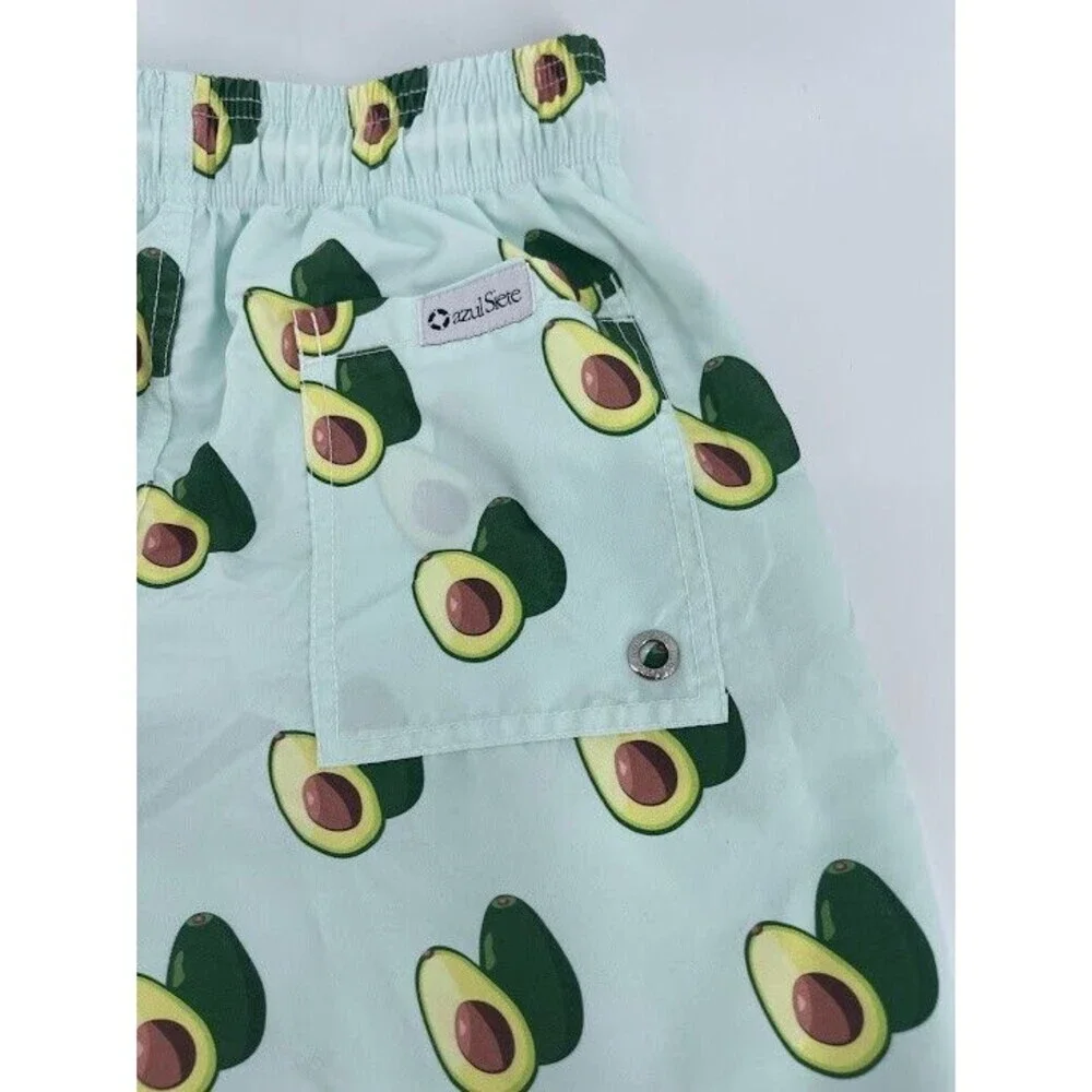 Azul Siete‎ Men's Swim Trunks Size Medium Avacado Print Blue